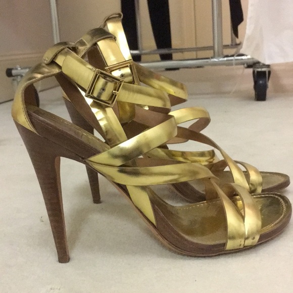 Tory Burch Gold Stappy Stilettos - Picture 2 of 6